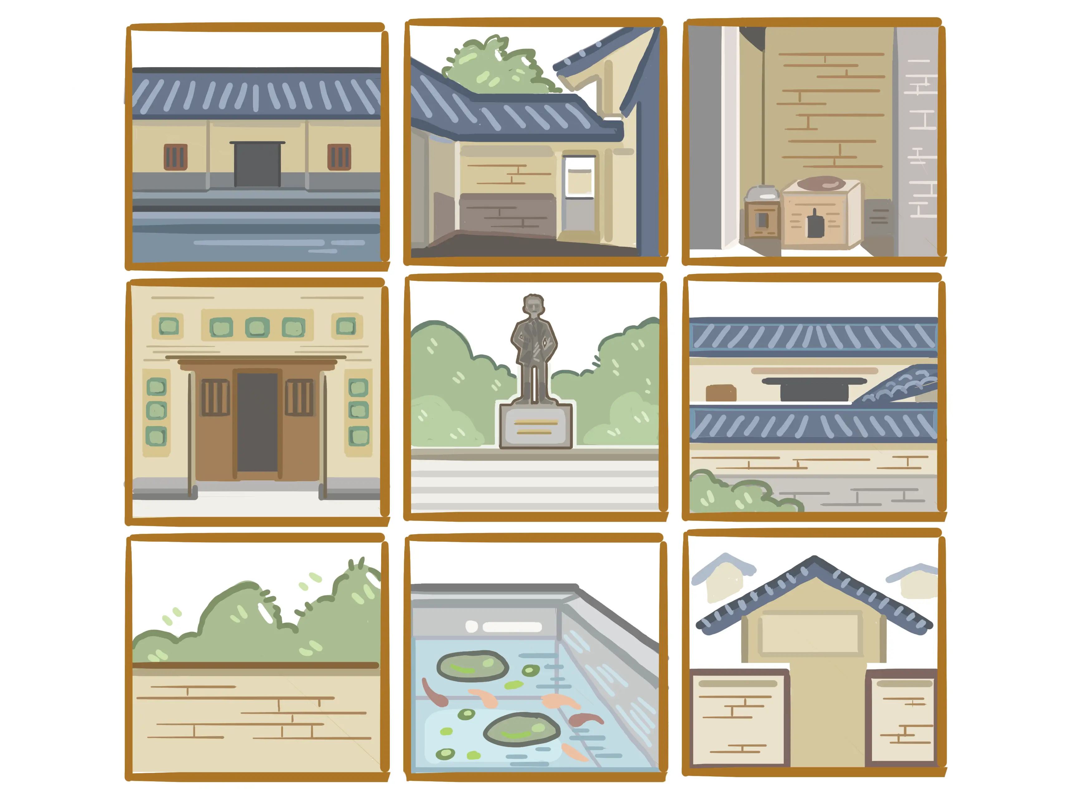 林砺儒故居地图地标插画原稿